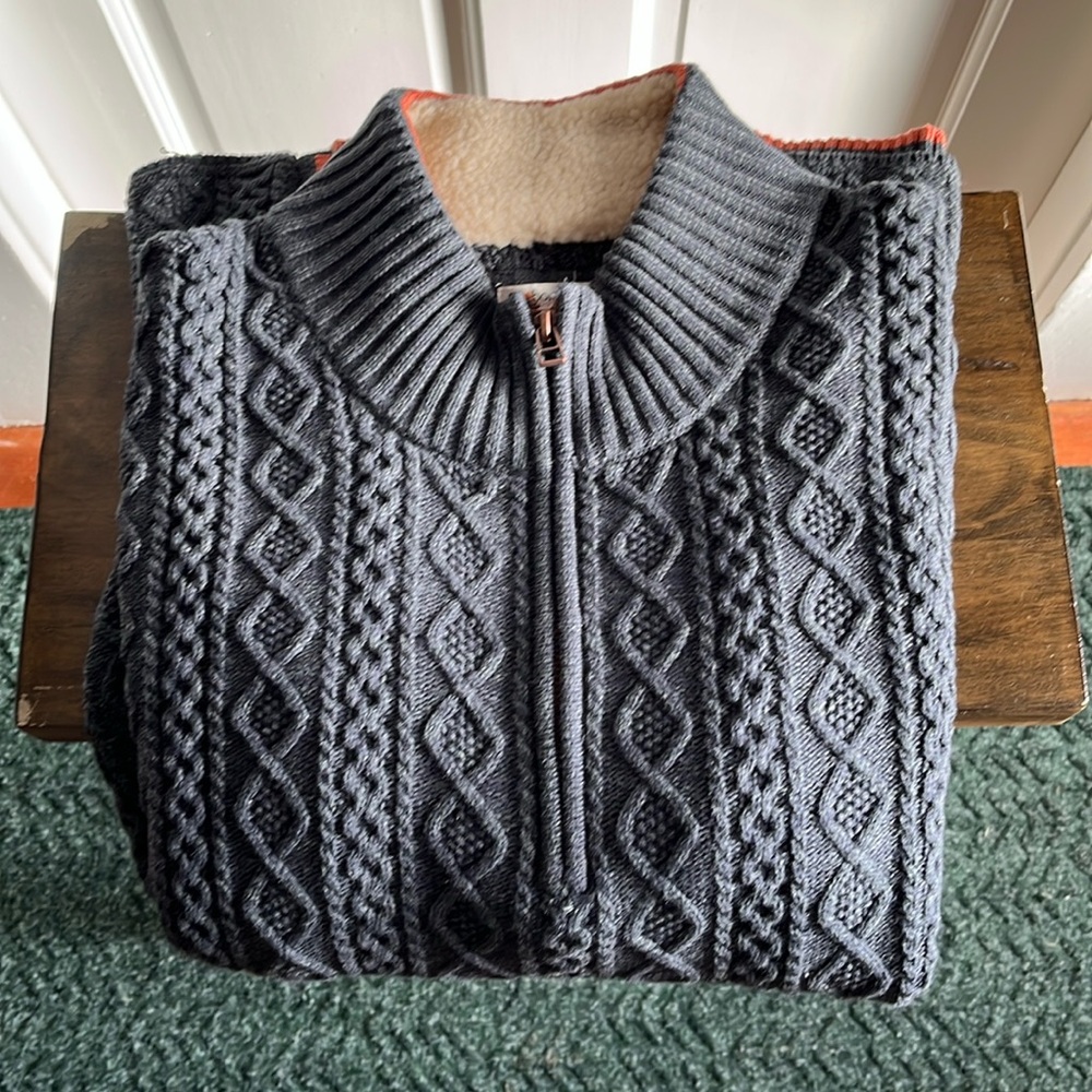 Carbon2Cobalt Men's Cable Knit 1/4-Zip Sweater - Large